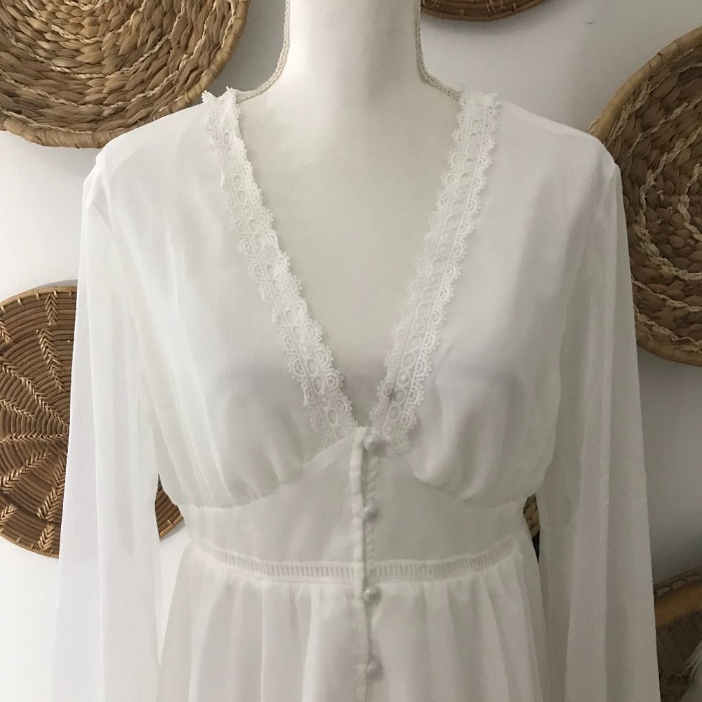 SHEIN White Boho Ruffle Long Sleeve Mini Dress - Picture 5 of 9
